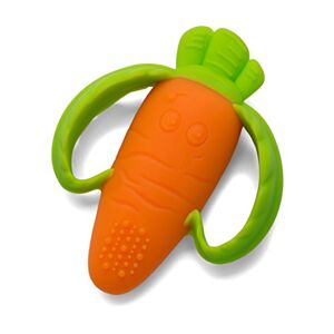 INFANTINO Lil' Nibble Teethers Carrot, bitring morot – sensorisk bitring och greppring, baby tandhjälp med praktiska handtag, orange