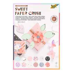 folia 11949 – designpapper "Sweet Paper Crush", DIN A4, 165 g/m², hot foil & glitter, 12 ark sorterade i 12 olika motiv, högkvalitativt illustrerat papper med glitterapplikation