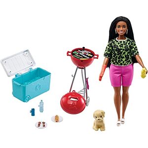 Barbie GRG76 – Mini-lekset med husdjur och tematrelaterade tillbehör, grillfest med doftande grill, present till barn från 3 till 7 år