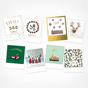 PICKMOTION Set med god jul med 8 fotokort jul, julkort, presentkort, handgjorda gratulationskort, roliga ordspråk och motiv X-Mas, julkort, guld, BPK-0257