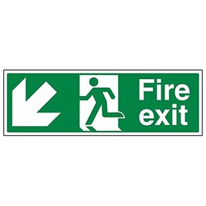 V Safety Fire Exit Fire Exit pil ner vänster 300 x 100 mm återförslutningsbar säkerhetsskylt