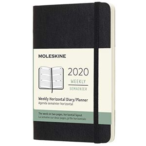 Moleskine 12 MND Agenda Wekelijks Horizontaal Pocket (9x14 cm) Zwart Zachte Kaft