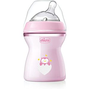 Chicco Natural Feeling Anti-kolik babyflaska i 2 månader, 250 ml, med mjuk silikonsugare och dubbelventil, naturlig och instinktiv känsla vid sugning, plastflaska