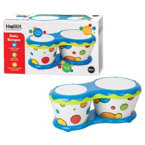 Halilit Baby Bongo Drum. Light & Robust Kids Toy Musical Instrument. 5 Pitches. Promotes Hand-Eye Coordination & Motor Skills. 12 months+ Colours vary, 1 Count (Pack of 1)