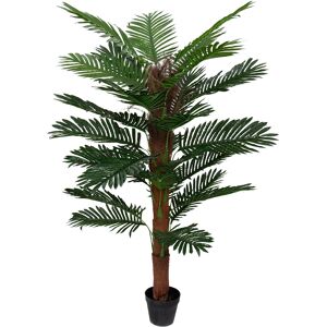 HOME-TEX Tropisk palm - 140 cm hög - Konstgjord palm med mosspinne i svart kruka
