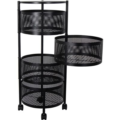 HOME-TEX Rullvagn med hjul - Svart metallvagn med 4 korgar - Praktisk förvaringslösning HOME-TEX Rullvagn med hjul - Svart metallvagn med 4 korgar - Praktisk förvaringslösning