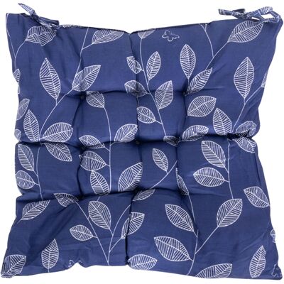 Borg Living Stolsdyna - 35x35x6 cm - Blå trädgårdsdyna med vita blad Borg Living Stolsdyna - 35x35x6 cm - Blå trädgårdsdyna med vita blad
