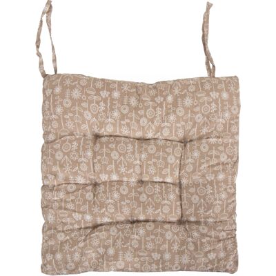 Borg Living Stolsdyna - 35x35x6 cm - Brun trädgårdsdyna med vita blommor Borg Living Stolsdyna - 35x35x6 cm - Brun trädgårdsdyna med vita blommor