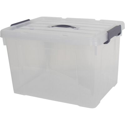 HOME-TEX 10 Förvaringslådor - 50 liter - Praktiskt förvaringsset med tättslutande lock - Transparenta plastlådor HOME-TEX 10 Förvaringslådor - 50 liter - Praktiskt förvaringsset med tättslutande lock - Transparenta plastlådor