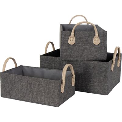 HOME-TEX Korgset för förvaring - 3 praktiska korgar - Snygg grå med handtag HOME-TEX Korgset för förvaring - 3 praktiska korgar - Snygg grå med handtag