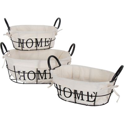 HOME-TEX Korgsats - 3 st. svarta trådkorgar med överdrag - Dekorativa korgar för hemmet HOME-TEX Korgsats - 3 st. svarta trådkorgar med överdrag - Dekorativa korgar för hemmet