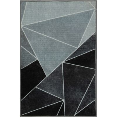 Nordstrand Home Matta 160x230 cm - Lös matta med halkfri baksida - Triangulär grafisk design i svarta och grå nyanser - Mjuk matta från Laura Nordstrand Home Matta 160x230 cm - Lös matta med halkfri baksida - Triangulär grafisk design i svarta och grå nyanser - Mjuk matta från Laura