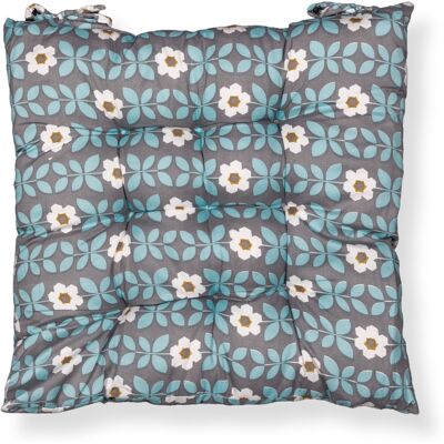 Borg Living Stoldyna - 35x35x6 cm - Grå trädgårdsdyna med blå och vita blommor - Mjuk komfortdyna Borg Living Stoldyna - 35x35x6 cm - Grå trädgårdsdyna med blå och vita blommor - Mjuk komfortdyna
