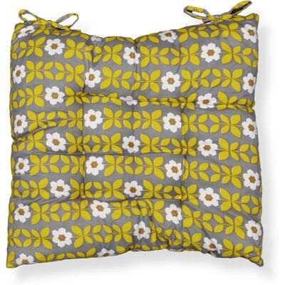 Borg Living Stoldyna - 35x35x6 cm - Grå trädgårdsdyna med gula och vita blommor - Mjuk komfortdyna Borg Living Stoldyna - 35x35x6 cm - Grå trädgårdsdyna med gula och vita blommor - Mjuk komfortdyna