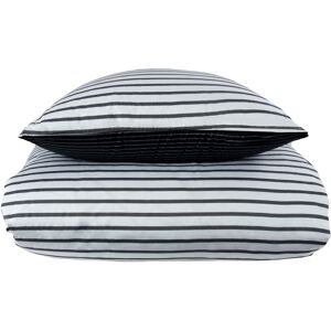 By Night Svart Randig Vendbar Bomullssatängssängkläder By Night Svart Randig Vendbar Bomullssatängssängkläder