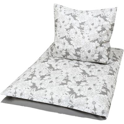 Müsli Baby-sängkläder 70x100 cm - 100% ekologisk bomull - Blommor - Grå Müsli Baby-sängkläder 70x100 cm - 100% ekologisk bomull - Blommor - Grå