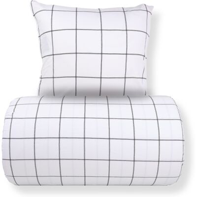 Nordstrand Home Bäddset 140x220 cm - 100% bomull - Vit med svarta rutor Nordstrand Home Bäddset 140x220 cm - 100% bomull - Vit med svarta rutor