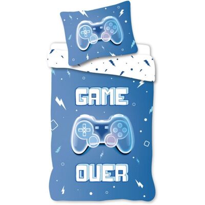 Licens Gamer sängkläder - 100% bomull - Barnsängkläder 140x200 cm - Blå - Game Over Licens Gamer sängkläder - 100% bomull - Barnsängkläder 140x200 cm - Blå - Game Over