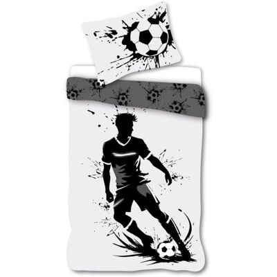 Licens Fotbollspåslakan - 100% bomull - Barnpåslakan 140x200 cm - Siluett av en fotbollsspelare Licens Fotbollspåslakan - 100% bomull - Barnpåslakan 140x200 cm - Siluett av en fotbollsspelare