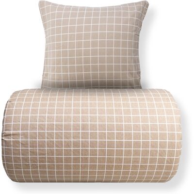 Nordstrand Home Sängkläder 140x220 cm - Bomullssängkläder i flanell - Beige med vita rutor Nordstrand Home Sängkläder 140x220 cm - Bomullssängkläder i flanell - Beige med vita rutor