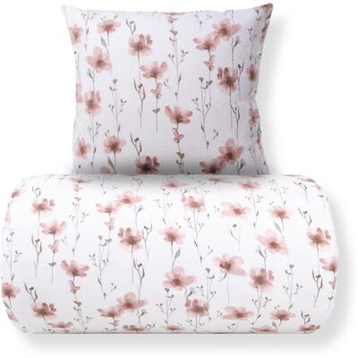 Rosa Blommor Flanell Sängkläder - 200x200 cm - Mjuk & Varm Rosa Blommor Flanell Sängkläder - 200x200 cm - Mjuk & Varm