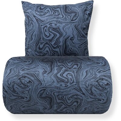 Borg Living Dubbelt sänglinne 200x220 cm - bomullssatin - mörkblå marble print Borg Living Dubbelt sänglinne 200x220 cm - bomullssatin - mörkblå marble print