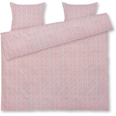 JUNA dubbelt påslakan 200x220 cm - 100% ekologisk bomullssatin - Pleasantly blå med rosa blommor JUNA dubbelt påslakan 200x220 cm - 100% ekologisk bomullssatin - Pleasantly blå med rosa blommor