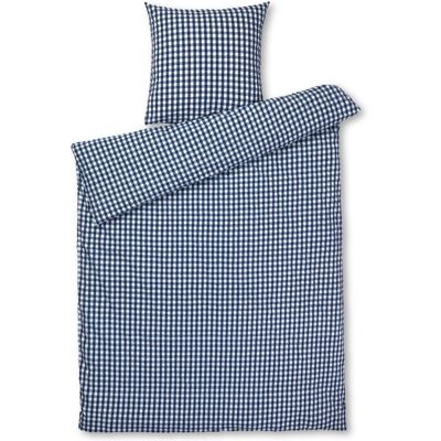 JUNA sängkläder 140x220 cm - 100% ekologisk bomull - Kreppsängkläder mörkblå JUNA sängkläder 140x220 cm - 100% ekologisk bomull - Kreppsängkläder mörkblå