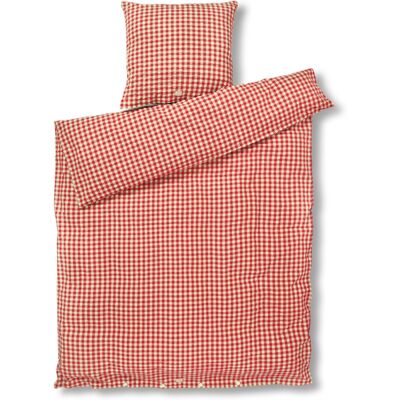 JUNA sängkläder 140x200 cm - 100% ekologisk bomull - Kreppsängkläder röd JUNA sängkläder 140x200 cm - 100% ekologisk bomull - Kreppsängkläder röd