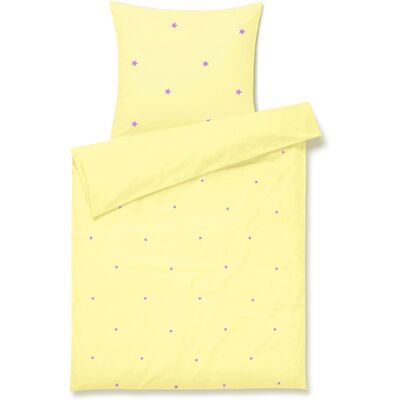 JUNA sängkläder - 100% ekologisk bomull - Daisy baby sängkläder 70x100 cm - Gul med broderade blommor JUNA sängkläder - 100% ekologisk bomull - Daisy baby sängkläder 70x100 cm - Gul med broderade blommor