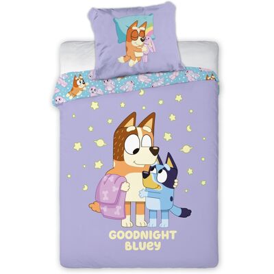 Licens Bluey sängkläder - 100% bomull - Barnsängkläder 140x200 cm - Godnatt Bluey - Lila Licens Bluey sängkläder - 100% bomull - Barnsängkläder 140x200 cm - Godnatt Bluey - Lila