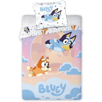 Licens Bluey sängkläder - 100% bomull - Barnsängkläder 140x200 cm - Bluey och Bingo i molnen Licens Bluey sängkläder - 100% bomull - Barnsängkläder 140x200 cm - Bluey och Bingo i molnen