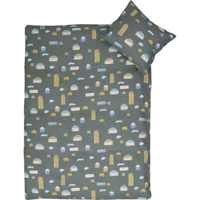 By Mats Baby Lakan - Grön med Hus - 70x100 cm - Sängkläder för Barn By Mats Baby Lakan - Grön med Hus - 70x100 cm - Sängkläder för Barn