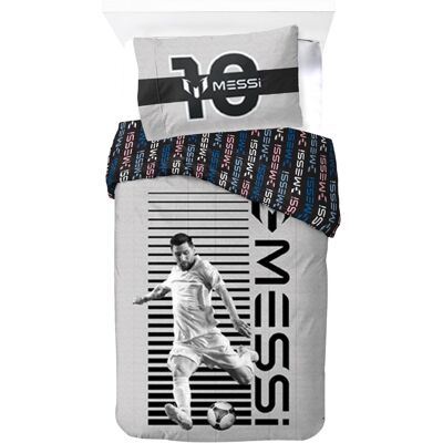 Licens Messi sängkläder - 100% bomull - Barnsängkläder 140x200 cm - Grått fotbollsängkläder Licens Messi sängkläder - 100% bomull - Barnsängkläder 140x200 cm - Grått fotbollsängkläder