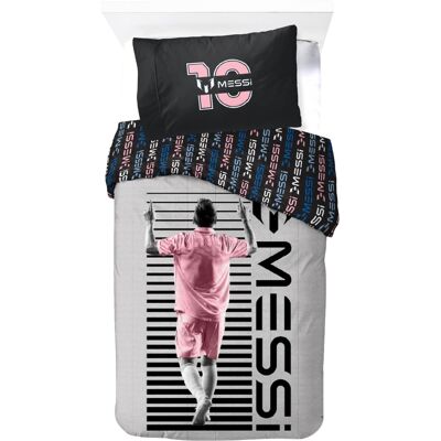 Licens Messi sängkläder - 100% bomull - Barnbäddset 140x200 cm - Rosa fotbollsmönster Licens Messi sängkläder - 100% bomull - Barnbäddset 140x200 cm - Rosa fotbollsmönster