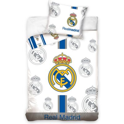 Licens Real Madrid sängkläder - 100% bomull - Barnsängkläder 140x200 cm - Fotbollssängkläder med logotyper Licens Real Madrid sängkläder - 100% bomull - Barnsängkläder 140x200 cm - Fotbollssängkläder med logotyper