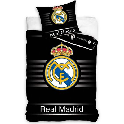Licens Real Madrid sängkläder - 100% bomull - Barnsängkläder 140x200 cm - Svart fotbollssängkläder Licens Real Madrid sängkläder - 100% bomull - Barnsängkläder 140x200 cm - Svart fotbollssängkläder