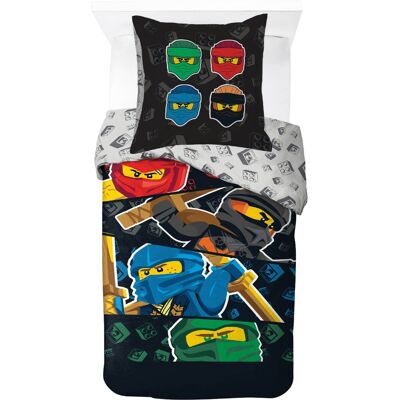 Licens LEGO Ninjago sängkläder - 100% bomull - Barnsängkläder 140x200 cm - Svarta LEGO-sängkläder Licens LEGO Ninjago sängkläder - 100% bomull - Barnsängkläder 140x200 cm - Svarta LEGO-sängkläder