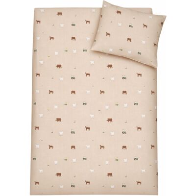 By Mats Bondgårdsmotiv sängkläder - 100% bomull - Junior sängset 100x140 cm - Beige med bondgårdsmotiv By Mats Bondgårdsmotiv sängkläder - 100% bomull - Junior sängset 100x140 cm - Beige med bondgårdsmotiv