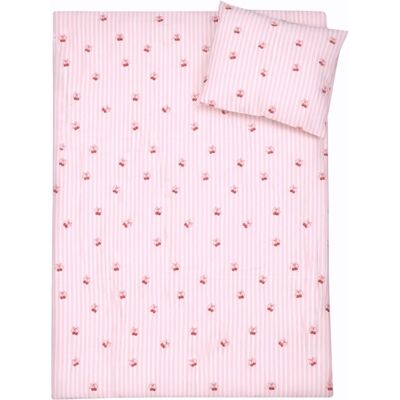 By Mats Körsbär sängkläder - 100% bomull - Junior sängset 100x140 cm - Randigt ljusrosa med körsbär och rosetter By Mats Körsbär sängkläder - 100% bomull - Junior sängset 100x140 cm - Randigt ljusrosa med körsbär och rosetter