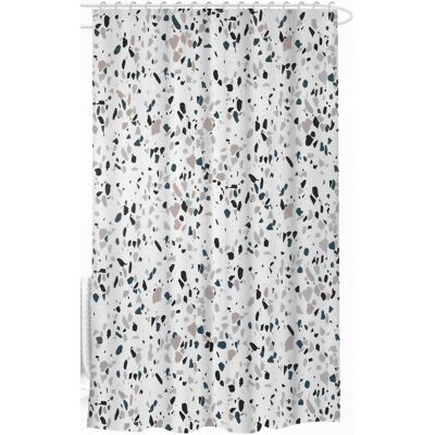HOME-TEX baddraperi - 180x180 cm - Vit med färgat mönster - duschdraperi redo att hänga HOME-TEX baddraperi - 180x180 cm - Vit med färgat mönster - duschdraperi redo att hänga