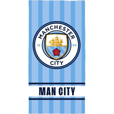 Licens Manchester City handduk - 70x140 cm - 100% bomull - Mjuk badhandduk med Manchester City-logga Licens Manchester City handduk - 70x140 cm - 100% bomull - Mjuk badhandduk med Manchester City-logga