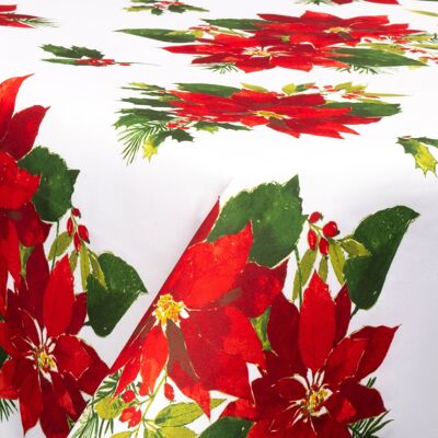 Borg Living Textil vaxduk med akrylbeläggning - 30 meter på rulle - Med julmotiv - Christmas star flower - 140 cm bred textilduk Borg Living Textil vaxduk med akrylbeläggning - 30 meter på rulle - Med julmotiv - Christmas star flower - 140 cm bred textilduk