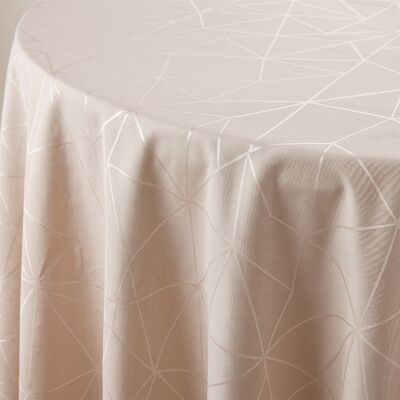 Nordstrand Home Rund duk - Ø140 cm - Damastduk - Sandfärgad textilduk - Jacquardvävd duk med geometriskt mönster - Duk till runt bord Nordstrand Home Rund duk - Ø140 cm - Damastduk - Sandfärgad textilduk - Jacquardvävd duk med geometriskt mönster - Duk till runt bord