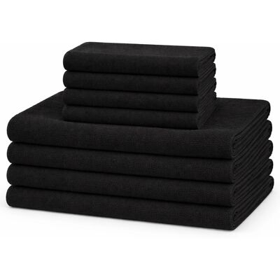 Borg Living Mikrofiberhanddukar - 8-pack - Svart - Lättviktshanddukar Borg Living Mikrofiberhanddukar - 8-pack - Svart - Lättviktshanddukar