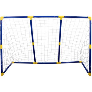 HOME-TEX Stort fotbollsmål i hårdplast 209 x 142 cm - Inkl. boll och pump - Enkel montering 2 i 1, ett stort eller två små mål HOME-TEX Stort fotbollsmål i hårdplast 209 x 142 cm - Inkl. boll och pump - Enkel montering 2 i 1, ett stort eller två små mål