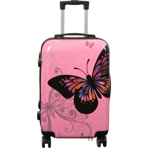 Borg Living Kabinväska - Hardcase lättvikt resväska - Vagn med motiv - Fjäril rosas Borg Living Kabinväska - Hardcase lättvikt resväska - Vagn med motiv - Fjäril rosas