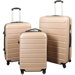 Borg Living Resväskor - Set om 3 - Exklusivt hardcase resväskset - Guldfärgad med ränder Borg Living Resväskor - Set om 3 - Exklusivt hardcase resväskset - Guldfärgad med ränder