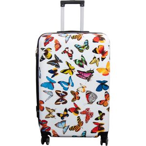 Borg Living Stor resväska - Hardcase resväska med motiv - Vit med fjärilstryck - Exklusiv lättvikt resväska Borg Living Stor resväska - Hardcase resväska med motiv - Vit med fjärilstryck - Exklusiv lättvikt resväska