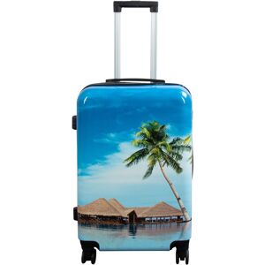 Borg Living Resväska - Hardcase resväska - Storlek Medium - Resväska med motiv - Strand och palmer - Exklusiv lättvikt resväska Borg Living Resväska - Hardcase resväska - Storlek Medium - Resväska med motiv - Strand och palmer - Exklusiv lättvikt resväska